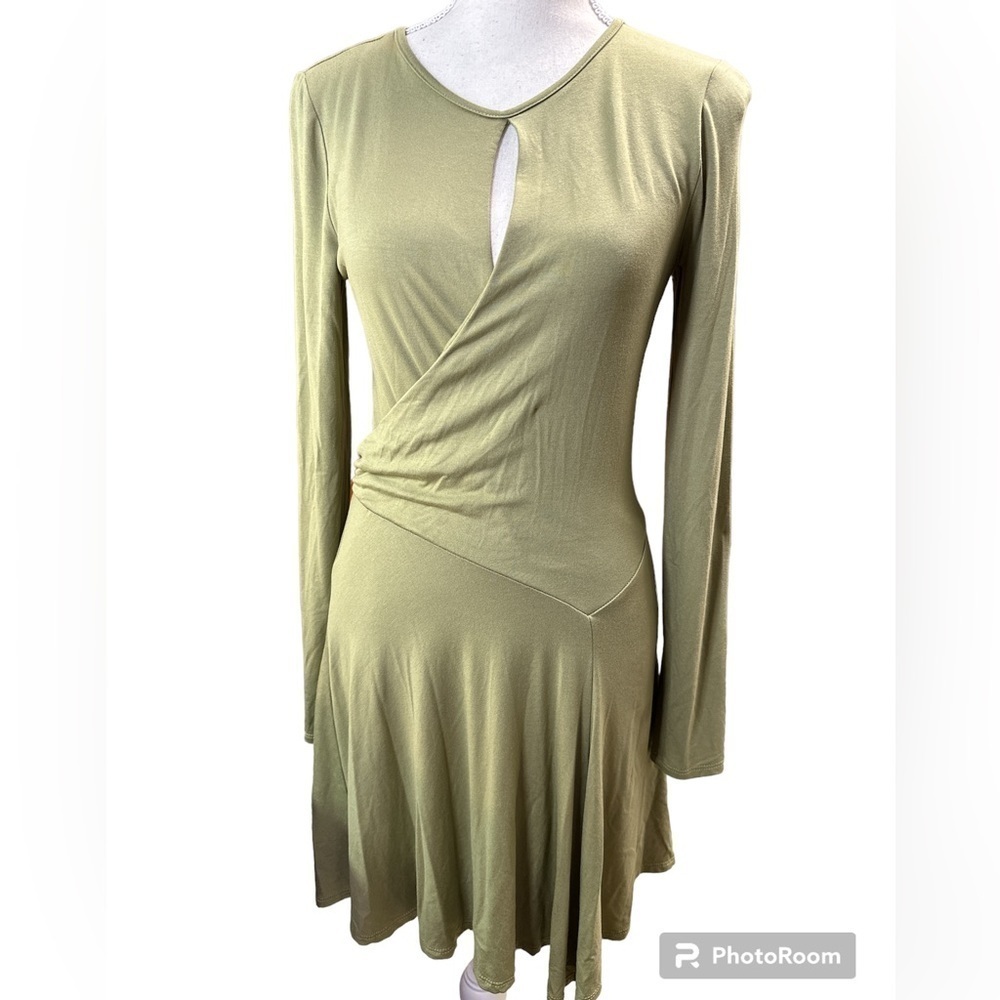 Free People Beach Olive Lagenlook Bodycon Skater Crisscross Dress Size S NWT